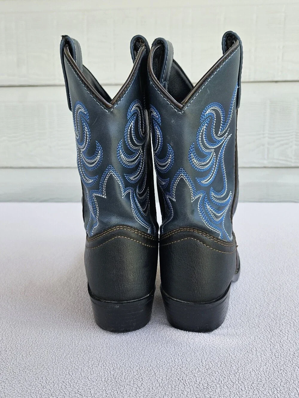 Smoky Mountain Monterey Western Cowboy Boots Youth SZ 2 Black Blue Pointed Toe